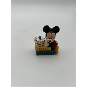 Vintage Disney Mickey Mouse Wilton Cake Topper Happy Birthday 3" Candle
